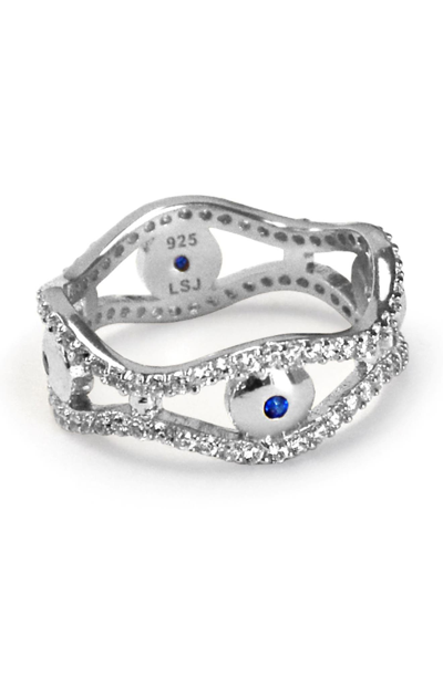 Liza Schwartz Sterling Silver Cz Evil Eye Eternity Ring