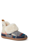 Dearfoams Moritz Faux Fur Boot In Navy Plaid