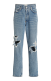 AGOLDE WOMEN'S FEN DISTRESSED RIGID HIGH-RISE CROPPED RELAXED TAPERED-LEG JEANS