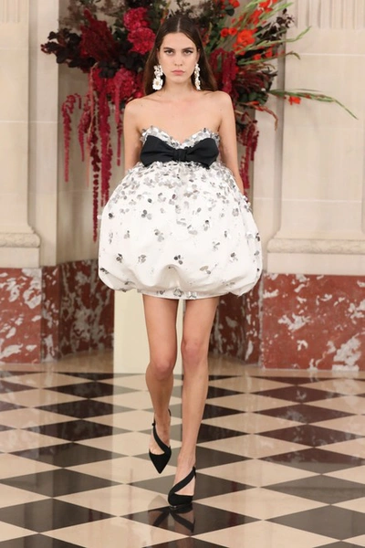 embroidered mini dress zw collection Off White and Navy Floral Embroidered Mini Dress