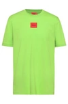 HUGO REGULAR-FIT COTTON T-SHIRT WITH RED LOGO LABEL- GREEN MEN'S T-SHIRTS SIZE M