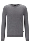Hugo Boss Slim-fit Sweater In Virgin Wool With Crew Neckline In Grey