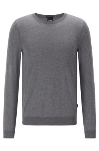 Hugo Boss Slim-fit Sweater In Virgin Wool With Crew Neckline In Grey