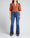 Veronica Beard Jeans Beverly High-rise Skinny Flare Jeans In Bright Blue