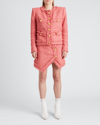 Balmain Tweed Miniskirt With Logoed Buttons In Salmon