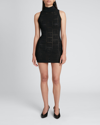 BALMAIN MONOGRAM MESH BODY-CON MINI DRESS,PROD169190144