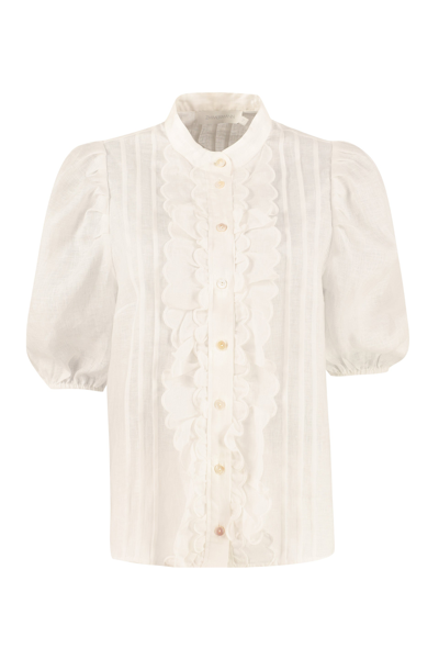 Zimmermann Amelie Linen Blouse In White