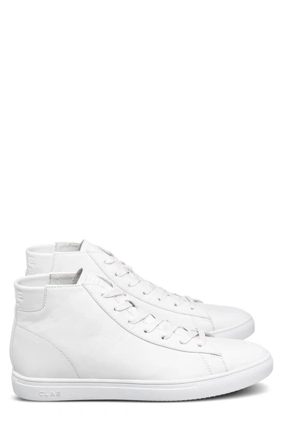 Clae Bradley Mid Trainer In Triple White Leather