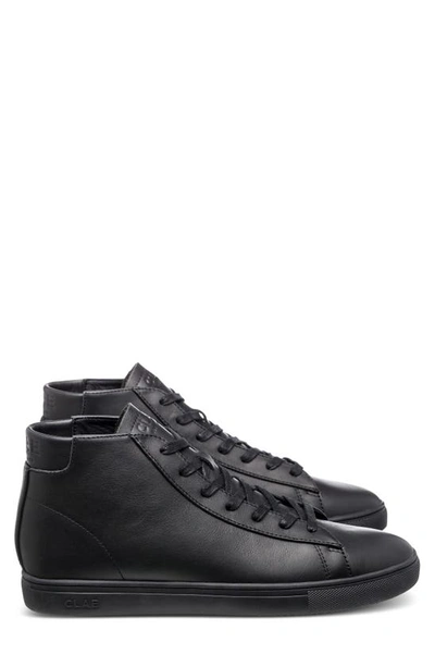 Clae Bradley Mid Sneaker In Triple Black Leather