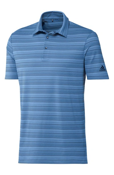 Adidas Golf Heather Snap Performance Polo In Focus Blue/ Crew Navy
