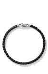 David Yurman Silver 4mm Square Spiritual Bead Onyx Bracelet In Silver/ Black Onyx
