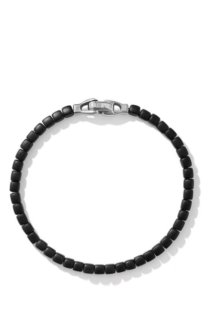 David Yurman Silver 4mm Square Spiritual Bead Onyx Bracelet In Black