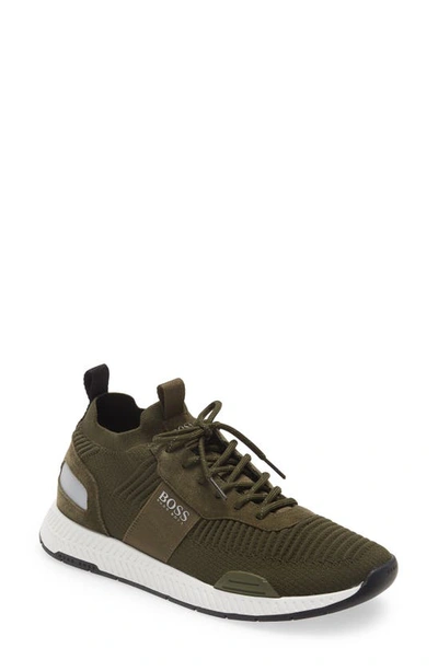 Hugo Boss Titanium Sneaker In Dark Green