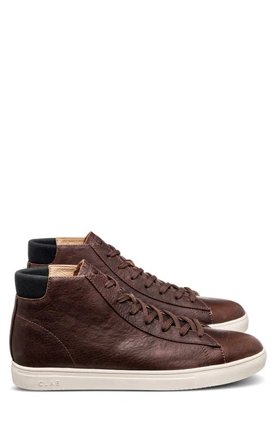 Clae Bradley High Top Trainer In Cocoa Leather