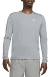 Nike Men's Miler Dri-fit Uv Long-sleeve Running Top In Smoke Grey/ Silver