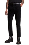 Allsaints Kiels Cotton Blend Corduroy Slim Fit Double Pleated Pants In Black