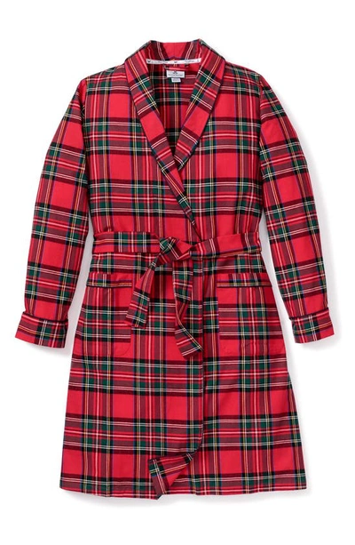 Petite Plume Imperial Tartan Plaid Flannel Robe In Red