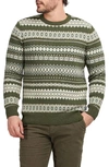 Barbour Case Fair Isle Wool Crewneck Sweater In Olive