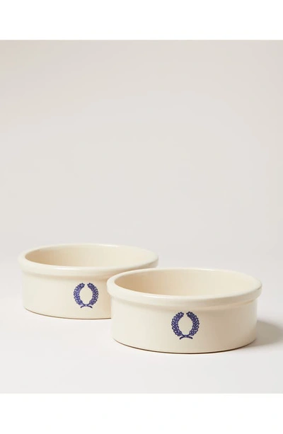 Farmhouse Pottery Laurel Glazed Stoneware Dog Bowl In Cream