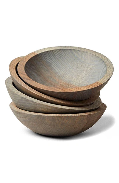 Farmhouse Pottery 7" Crafted Wooden Bowl In Grey