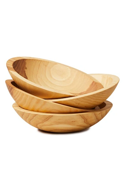 Farmhouse Pottery 9" Crafted Wooden Bowl In Natural