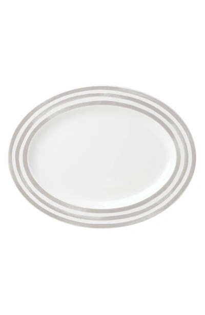 Kate Spade Grey Collection Stripe Oval Platter In White