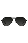 Vincero 58mm Polarized Aviator Sunglasses In Black/ Black