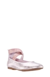 Nina Little Kid's & Kid's Metallic Leather Ballet Flats In Rosegold Distressed