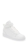 Nike Kids' Court Borough Mid 2 Basketball Shoe In White/white