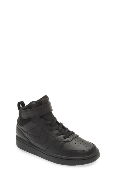 Nike Kids' Court Borough Mid 2 Basketball Shoe In Black/ Black