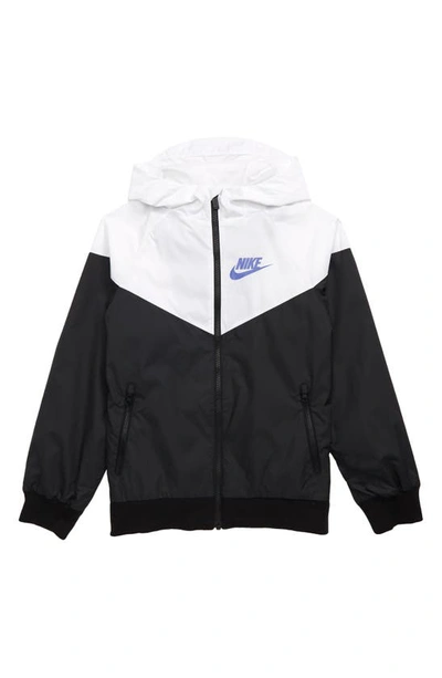 Nike Kids' Windrunner Water Resistant Hooded Jacket In Black/rshvlt