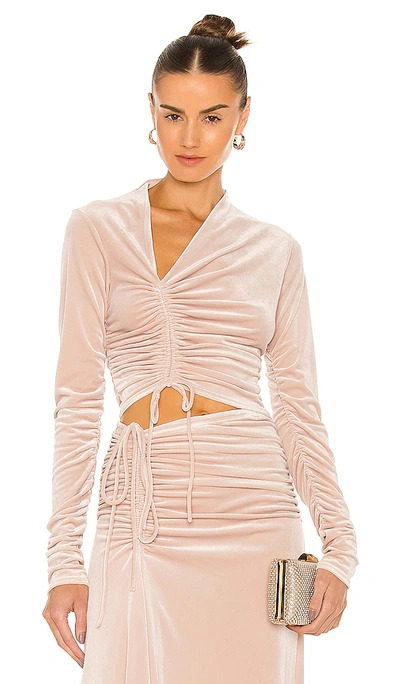 A.l.c Oryn Ruched Long Sleeve Top In Beige