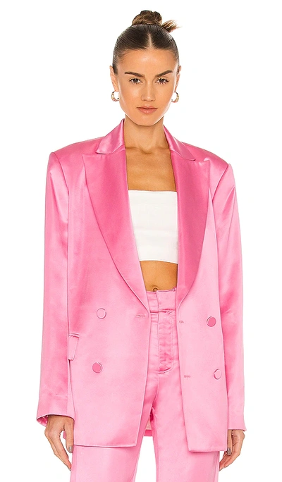 A.l.c Riley Satin Double-breasted Tuxedo Jacket In Pink