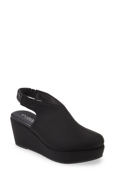 Cordani Donny Slingback Platform Wedge In Black Nylon