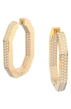 Swarovski Gold-tone Crystal Large Octagon Hoop Earrings In Metal