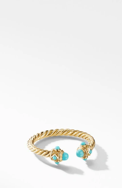 David Yurman 18k Gold Renaissance Ring With Turquoise