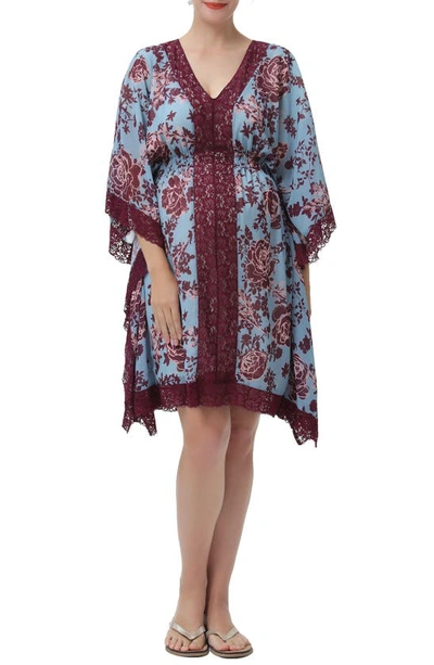 Kimi And Kai Ariana Boho Maternity Dress In Blue