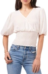 1.state V-neck Smocked Top In Soft Ecru