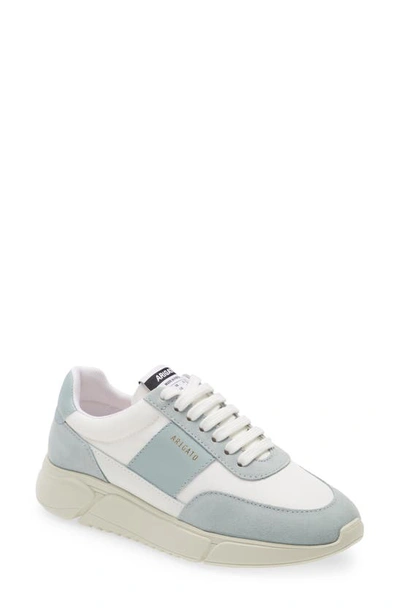 Axel Arigato Genesis Mixed Leather Retro Runner Sneakers In White/ Dusty Sage