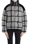 Moncler Erine Houndstooth Check Down Puffer Jacket In Black Houndstooth