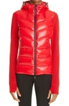 Moncler Technical Hooded Lined Fleece Zip-up Sweatshirt In Bright Red