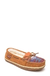 Minnetonka Tilia Faux Fur Lined Moccasin Slipper In Brown Multi