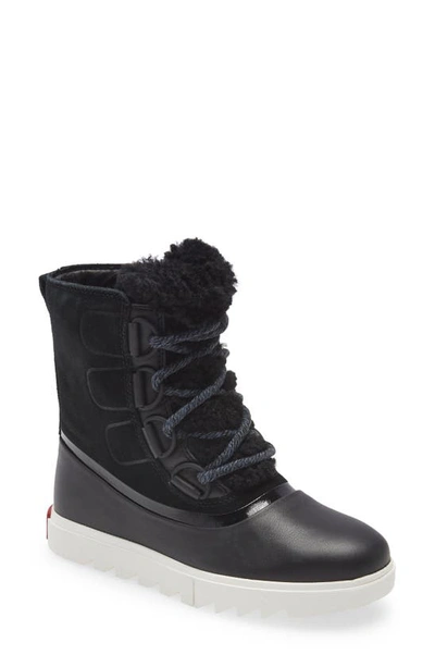Sorel Joan Of Arctic Next Lite Waterproof Wedge Snow Boot In Black Sea Salt