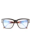 Tom Ford 54mm Square Blue Light Blocking Reading Glasses In Black And Antique Pink