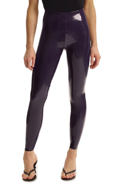 Commando Control Top Faux Patent Leather Leggings In Aubergine