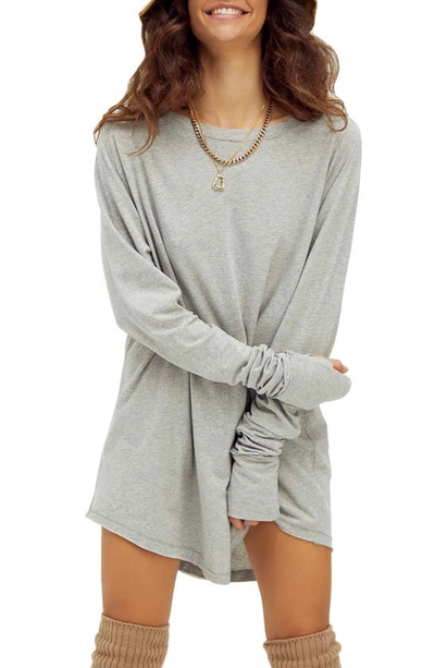 Free People Arden Long Sleeve Oversize T-shirt In Heather Grey