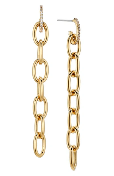 Nadri Gemma Chain Link Drop Pave Huggie Hoop Earrings In 18k Gold Plated
