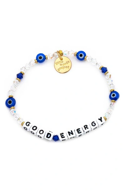 Little Words Project Good Energy Beaded Stretch Bracelet In Blue
