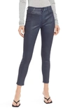 Ag The Farrah High Waist Ankle Skinny Faux Leather Pants In Luminous Blue Express