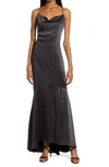 Elliatt Aisle Satin Slipdress In Black